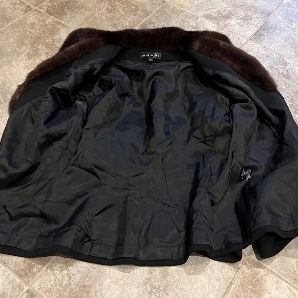 SHANI Mink Collar Jacket Blazer Style Belted Size 10 Black Brown Lined FLAWLESS - Picture 10 of 13